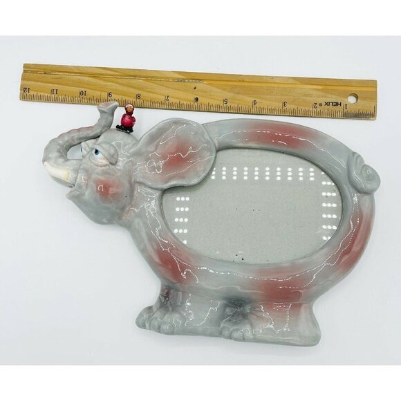 Russ Elephant & Dodo Bird Picture Frame 4x6 Photo Ceramic Trunk Up Friends Gray - Picture 7 of 7
